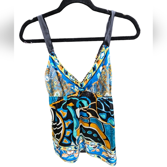 Hale Bob Tops - Hale Bob SMALL Blue Floral Silk Tank